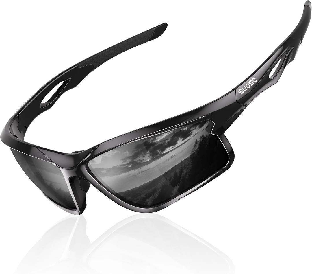 Suoso Polarized Sports Sunglasses Men: Running Sunglasses Women UV400 Protection Wrap Around Glasses for Fishing Driving TR90