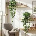 Fake Plants 2Pcs Faux Ivy Plants Potted Indoor Artificial Hanging Plants Realistic Hanging Fake Greenery Table Desk Bathroom Office Bedroom Living Room Shelf Modern Farmhouse Decor Intdoor