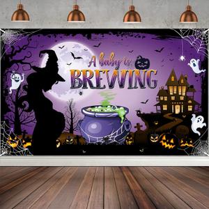 Halloween Shower Backdrop with Magic Theme, Baby Shower Party Decorations, Supplies & Favors, Photobooth Props Banner, 72.8 x 43.3Inch