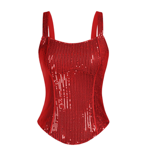 GRACE KARIN Sequin Tank Tops for Women Bustier Corset Top Sparkle Sexy Slim Camisole Sleeveless Party, Size XS
