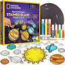 NATIONAL GEOGRAPHIC Kids Window Art Kit - Stained Glass Solar System Arts & Crafts Kit with Glow in The Dark Planets, Use as Window Suncatchers, Hanging Decor from Ceiling, Mobile, Space Room Decor
