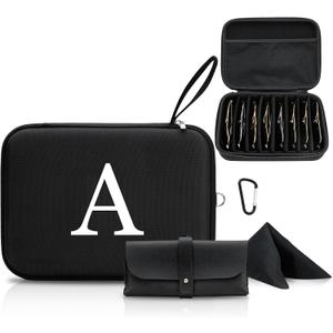 Personalized Initial Hard EVA Shell Sunglass Organizer Case Birthday Gifts for Women Men with Metal Carabiner