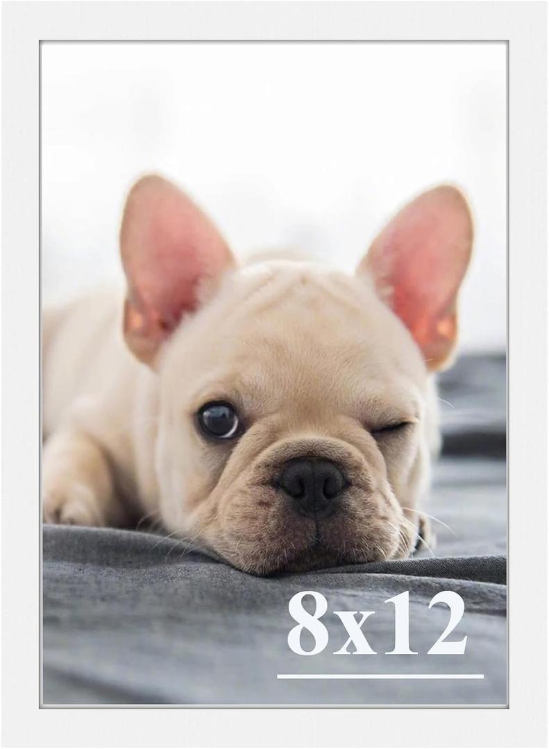 RUN HELIX 8x12 Picture Frames,Simple Designed Photo Frame,Certificate Document Frame for Horizontal and Vertical Formats,8x12 Poster Photo Frame Wall Gallery Home Office Decor,White