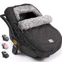 ACRABROS Car Seat Cover Baby: Winter Infant Carseat Canopy for Boy Girl Newborn, Zipper Peeping Window, Warm Cozy Cold Weather Waterproof Fitted, Black