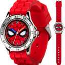 Spiderman Time Teacher Watch for Kids - Red Silicone Strap, Easy-to-Read Dial, Water Resistant, with Special Tin
