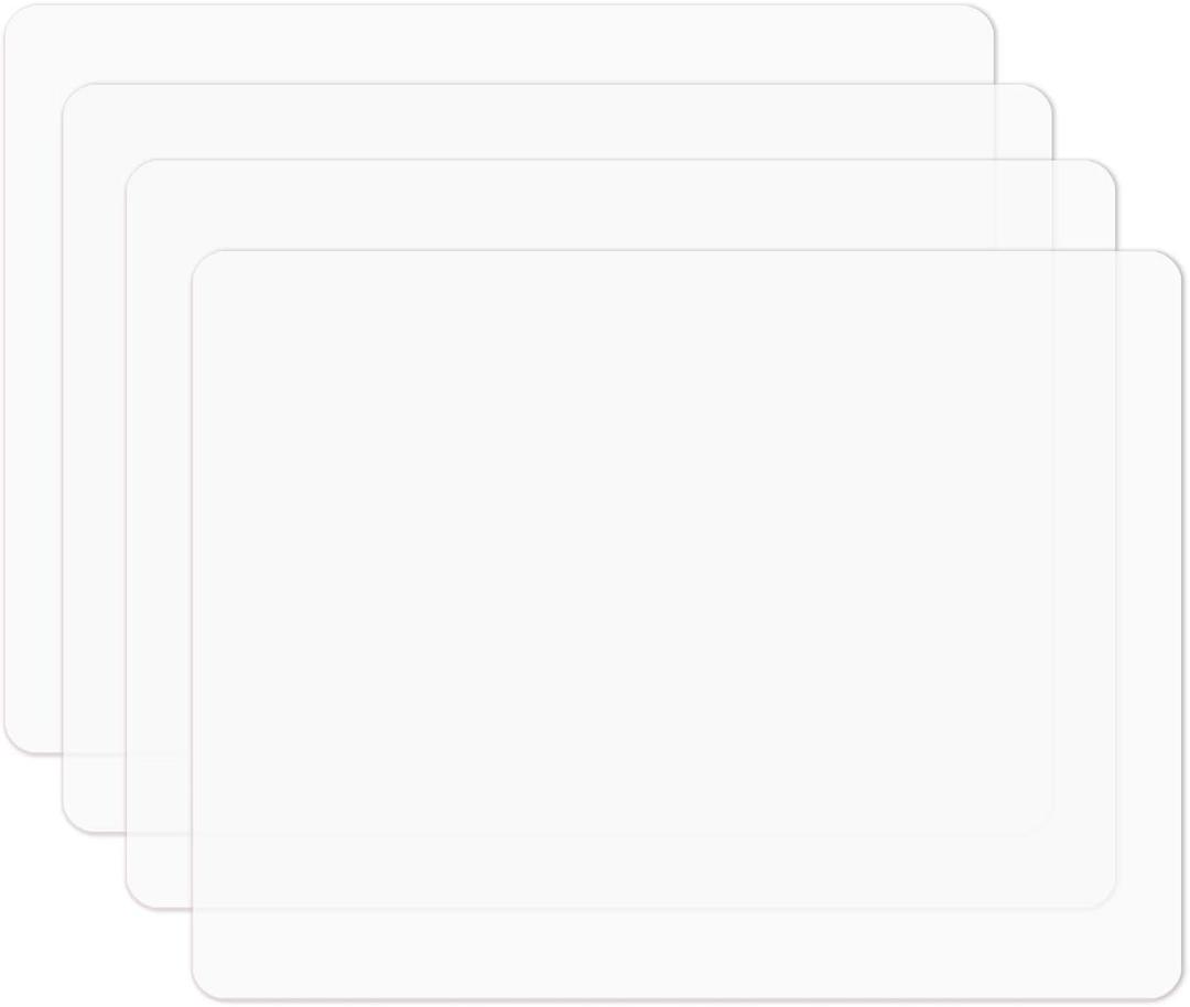 Silicone Placemats, Food-Grade Non-Slip Waterproof, Dining, Stain Resistant, Countertop Protector, Kitchen Counter Mat, Heat Resistant, Baking mat Dishwasher Safe (15.7x11.8Inch-4pack, Translucent)