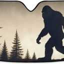 Windshield Sun Shade Auto Sun Visor Heat Protection Foldable Blocks UV Ray for Sedan SUV Truck-Silhouette of Sasquatch Print (5527.6 inch)