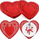 Newwiee 300 Pcs Valentine's Day Paper Heart Doilies Lace Trimmed Heart Doilies Disposable for Birthday Wedding Cakes Desserts Tableware Food Decoration(Red,8 Inch)
