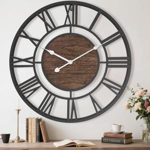 Pytha Sight Large Wall Clock for Lving Room,16 Inch Modern Industrial Decorative Metal Silent Battery Operated Big Arabic Numerals Wall Clocks for Bedroom,Kitchen,Dining Room,Office,Kitchen