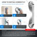 2 Pack 16 Inch Elderly Heavy Duty Shower Handle, Seniors Grab Bars for Bathtubs, Suction Cup Removable Handrails, Safety Bathroom Grip for Handicap (Light Gray)