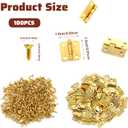 100 Pcs Tiny Dollhouse Hinges, 180 Degree Miniature Hinge with 400 Screws, 0.63"x051" Mini Metal Hinges Hardware, Small Metal Hinge Hardware for Wooden Box Cabinet