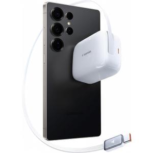 TORRAS FlexLine 67W Retractable USB C Charger Block,for Samsung Galaxy S26 Ultra Charger Fast Charging, GaN  USB C Cable with Dual-Port for iPhone 17 Pro Max, iPhone 16, MacBook Pro,iPad, 39.37in (White)