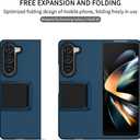 for Samsung Galaxy Z Fold4 5G Case, Armour Rugged Silicone TPU Bumper Tough PC Cover Galaxy Z Fold 4 with Kickstand, Military Shockproof Phone Case for Samsung Z Fold4 Blue