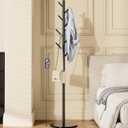 Coat Rack with 8 Hooks, 3 Adjustable Heights, Modern Hall Tree, Sturdy Metal Clothes Stand with Sintered Stone Base for Entryway, Office, Bedroom, for Coats, Hats, Handbags and Scarves, Black