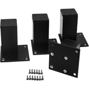 Saim Metal Furniture Legs, Square Metal Cabinet Support Foot for Sofa, Cabinet, Bookshelf, Bed and Table - 4Pcs 3inch Black