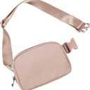 Unisex Mini Belt Bag with Adjustable Strap Small Fanny Pack for Workout Running Traveling Hiking, Misty Rose