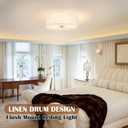 Bagood 16 Inch Flush Mount Ceiling Light Fixture 3-Light Drum Modern Gold Ceiling Light Fixture Dimmable Close to Ceiling Light Fixture with Fabric Shade for Living Room Hallway Entryway Bedroom