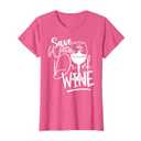 Save Water Drink Wine Shirts for Women Funny T-Shirt L