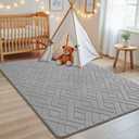 Macgace Ultra Soft Grey Area Rug for Bedroom, 3x5 Modern Geometric Shag Rugs with Nonslip Backing for Living Room, Washable Fuzzy Carpet for Cozy Kids Room Nursery