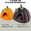Cat Bed for Indoor Cats - Adorable Cozy Pumpkin Cat Cave with Removable Cushion, Super Soft Pet House Tent for Kittens & Small Pets, Warm & Washable Non-Slip Design(S 15 inch Grey)