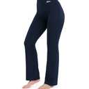 Nirlon Straight Leg Yoga Pants - Straight Leg Leggings for Women Breathable Leggings for Yoga Regular & Plus Size Pants for Gym (XL 32" Inseam, Navy Blue)