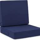 Favoyard Deep Seat Patio Cushion Set 24 x 24 Inch Waterproof Outdoor Chair Cushions for Patio Furniture with Fade Resistant and Removable Cover with Handle & Adjustable Straps for Patio, Yard, Garden (Blue)