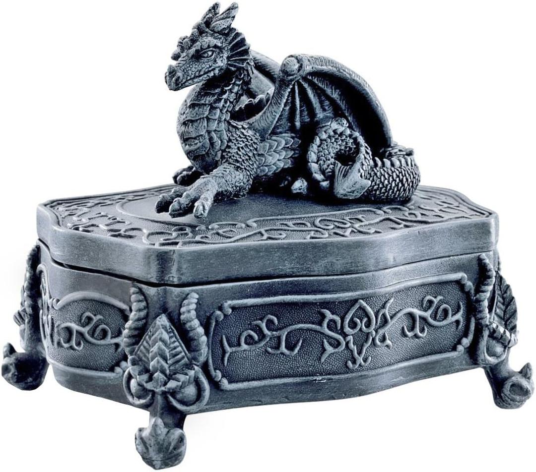 Design Toscano CL2517 Legendary Dragon of Glenshire Lidded Box in Grey Stone,greystone Twin