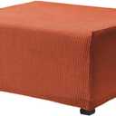 OBCREAT Ottoman Covers, Stretch Jacquard Ottoman Slipcover Soft Thick Folding Storage Cover Rectangle Footrest Stool Covers with Elastic Bottom Furniture Protector Covers (Burnt Orange, Large)