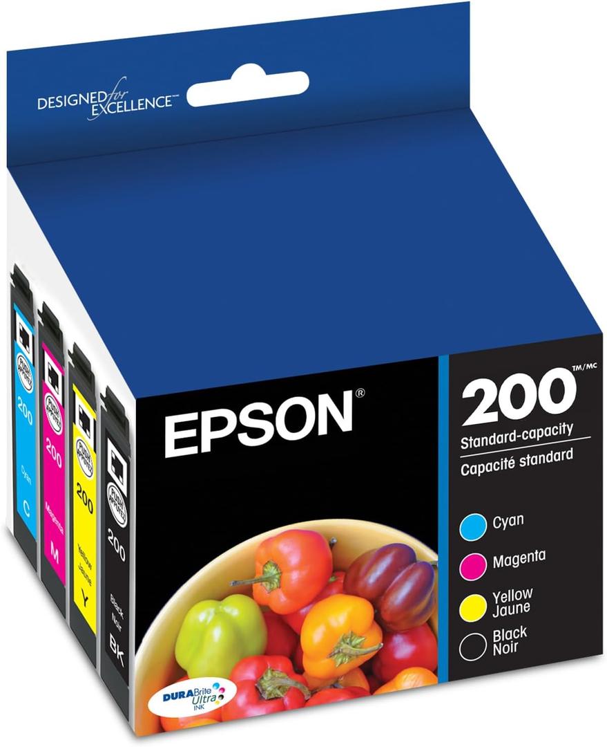 EPSON 200 DURABrite Ultra Ink Standard Capacity Black & Color Cartridge Combo Pack (T200120-BCS) Works with WorkForce WF-2520, WF-2530, WF-2540, Expression XP-200, XP-300, XP-310, XP-400, XP-410