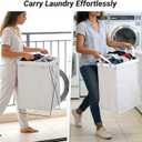 13-Gallon Slim Laundry Hamper Collapsible Clothes Basket for Bedroom, Bathroom, Dorm & Apartment, Foldable Laundry Bin with X-Shaped Steel Support, White