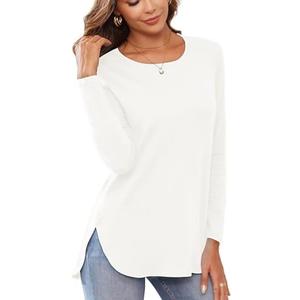 Herou Women's Casual Long/Short Sleeve T Shirt Crewneck with Side Split Fall Pullover Loose Tunic Sweater Tops XL