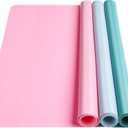 LEOBRO Silicone Mat for Crafts, 3 PCS 23.4 x 15.6 Large Silicone Mats, Craft Mats for Resin Molds, Clay, Dough, Jewelry Making, Sculpture Casting, Pastel Pink & Dark Green & Pastel Blue