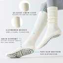 Scrunch Pilates Grip Socks for Women, Yoga Slouch Socks with Grip for Dance Gym Exercise (White, S)