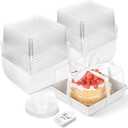 7 x 7 x 4 Inches Paper Cake Boxes with Clear Lids, 20 Pack Disposable Charcuterie Boxes Square Food Containers for 4-6 Inch Cake, Dessert, Pie, Cupcake, Bakery (White)