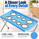 Dog Grooming Hammock Stand, Foldable 8-Hole Mesh Pet Bath Sling, Blue