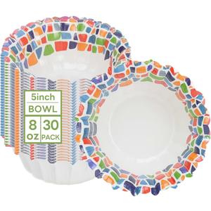 30 Pack Small Paper Bowls, 8oz Heavy-Duty Disposable Bowls, Heat Resistant Biodegradable Soup Bowls for Ice Cream,Salad,Soup,Snack,Dessert,Pasta,Hot or Cold Use