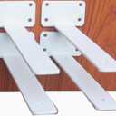 4 Pack - 10 inch White Hidden L Shelf Bracket (1/5 Inch Thicked) Iron Floating Shelf Brackets Rustic Industrial Metal Brackets for Shelf Support