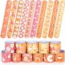 Bonuci 40 Pcs Groovy Hippie Boho Slap Bracelets Retro Slap Wristbands for Adults Groovy Peace Snap Bracelet Rainbow Butterfly Daisy on Wristbands for Birthday Party