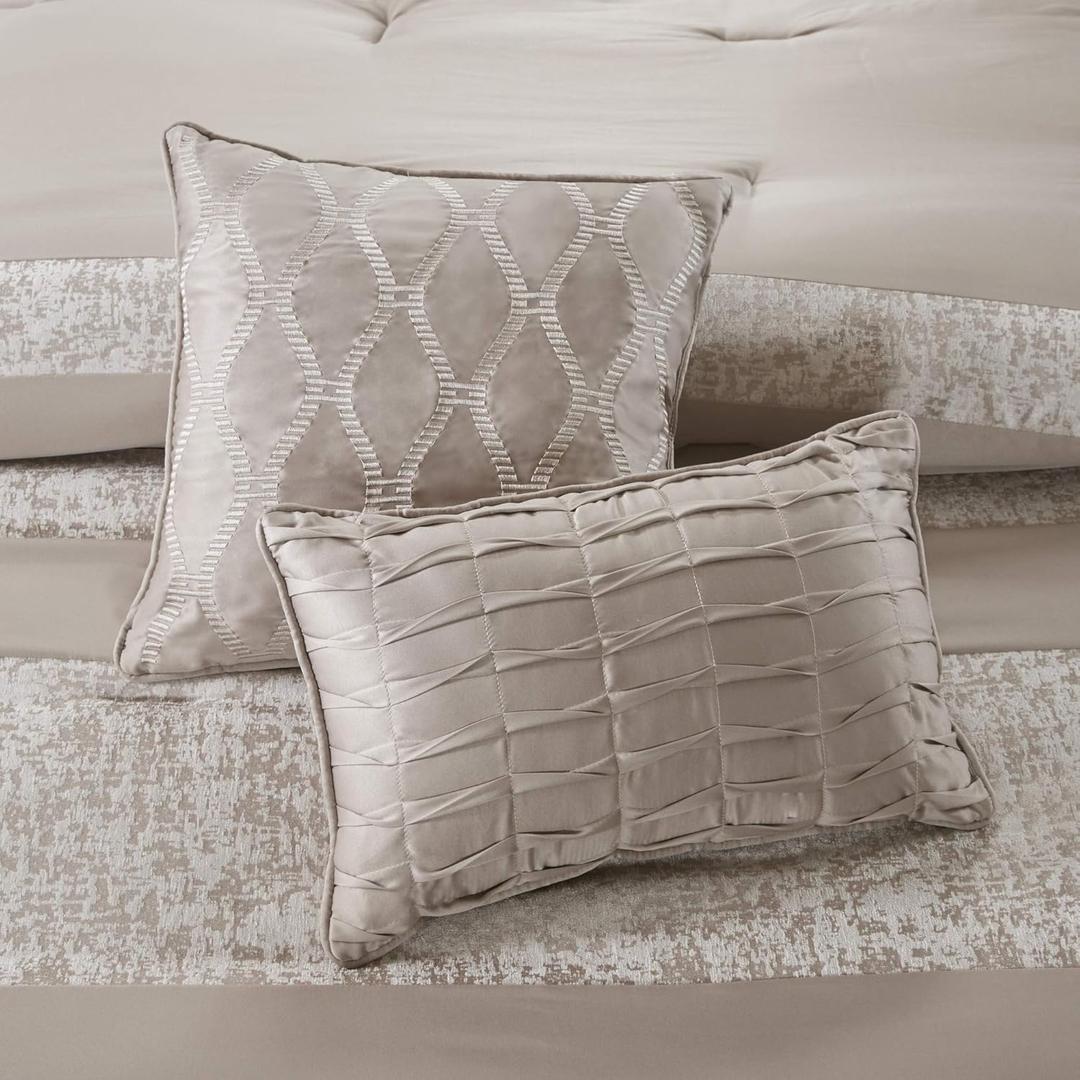 Madison Park Pillows, Brown, 2 Pack, 12x18 in, 16x16 in