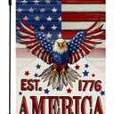 2 x CROWNED BEAUTY 4th of July Garden Flag Patriotic America Double Sided 12x18 Inches Small Burlap Holiday Welcome Yard Porch Decoration for Outside (Beige) CF1833-12