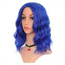 eNilecor Dark Blue Wig Short Colored Curly Wavy Synthetic Bob Wigs with Air Bangs 14" Natural Wigs for Party Cosplay Fun Colorful Wigs for Women