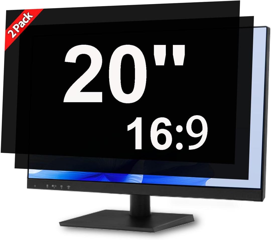[2 Pack] 20 Inch Privacy Screen for Computer Monitor Blue Light Screen Protector Anti-Glare Anti-Scratch Monitor Privacy Shield Screen 20 Inch 16:9 Aspect Ratio