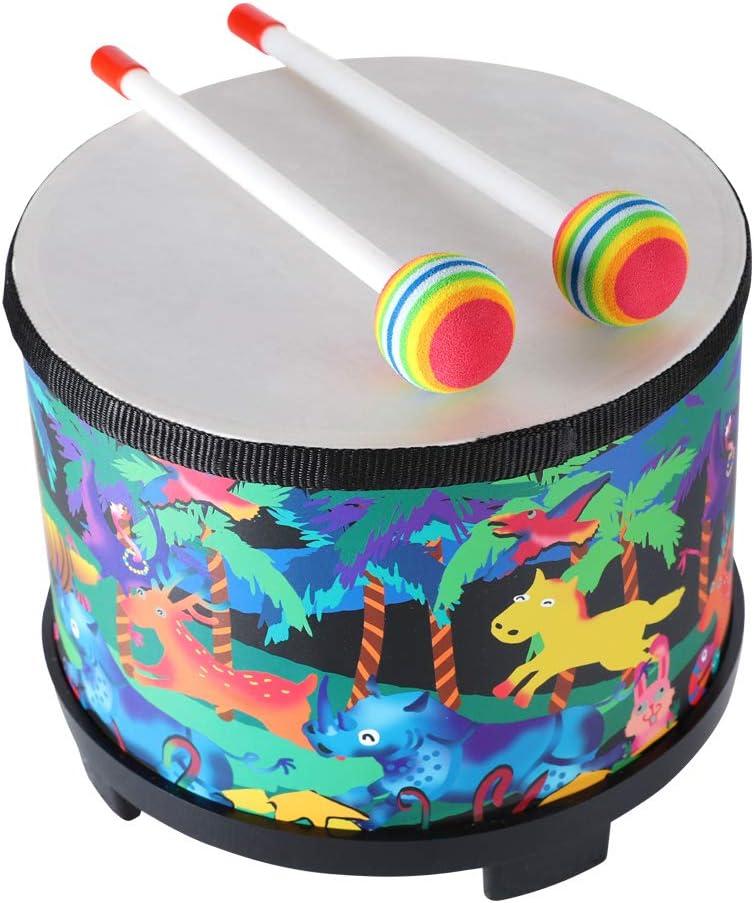 Ubblove Floor Tom Drum for Kids 8 inch Percussion Instrument Music Drum with 2 Mallets for Baby Children Special Christmas Birthday Gift, Black