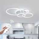 O'NEELDY Modern Light Fixtures Ceiling Flush Mount Modern Led Ceiling Lights 5-Light Dimmable Led Chandelier White Lamp with Remote for Bedroom Living Room Kitchen Dining Room, 100W