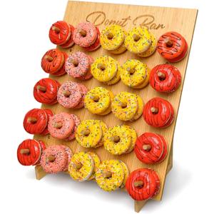 ZOOYOO Large Bamboo Donut Wall Holds 50 Donuts - 26x22 Inch Donut Display Stand for Wedding, Baby Shower, Birthday Party Decor - Dessert Table Centerpiece