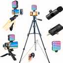 for iPhone Vlogging Kit, Vlogging Kit for Andriod Phone with Two Tripods RGB Light Lavalier Microphone Remote for YouTube Tiktok Content Creator (Total Height 20 in to 50 in)
