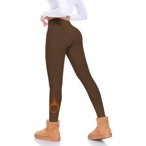 FULLSOFT Fleece Lined Leggings Women High Waisted Tummy Control Workout Winter Thermal Warm Soft Yoga Pants (Large-X-Large, Coca Mocha)