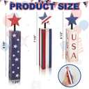 COCHIE 4th of July Decorations Set, Red White Blue Decor, Wooden Patriotic Memorial Day Tiered Tray Decor, Labor Day Decorations, Fourth of July Decoration for Home Office Table (Flag Retro)