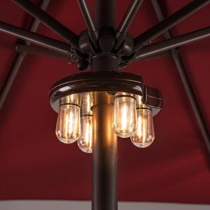 Patio Umbrella Light with LED Edison Bulbs, Battery Operation Cordless-Outdoor Umbrella Pole Lights with 2 Lighting Modes for GardenPatio, Backyard, Camping or BBQ - Brown(1 Pack)