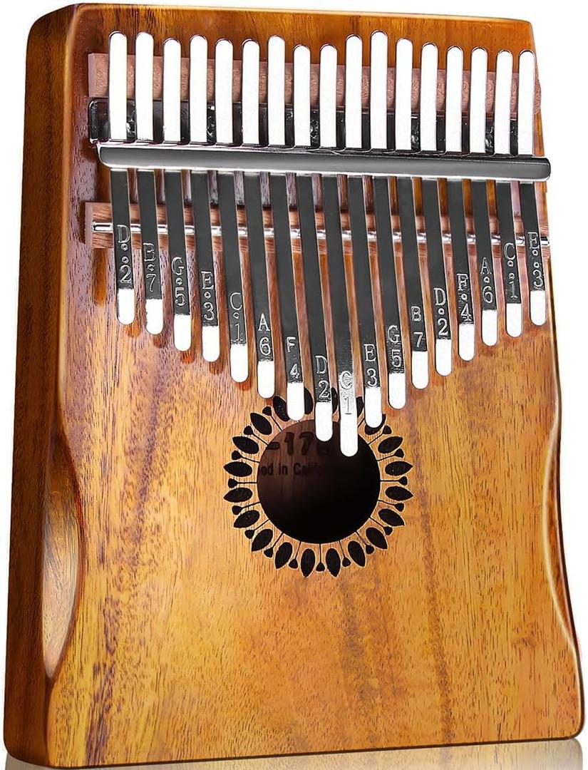 Kalimba Thumb Piano 17 Keys, Portable Mbira Finger Piano Gifts for Kids and Adults Beginners (Wood)